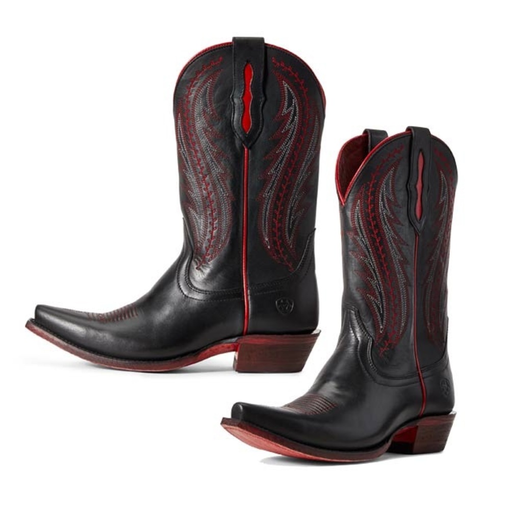Ariat Tailgate Western Boot Snip Toe Black/Red 8B